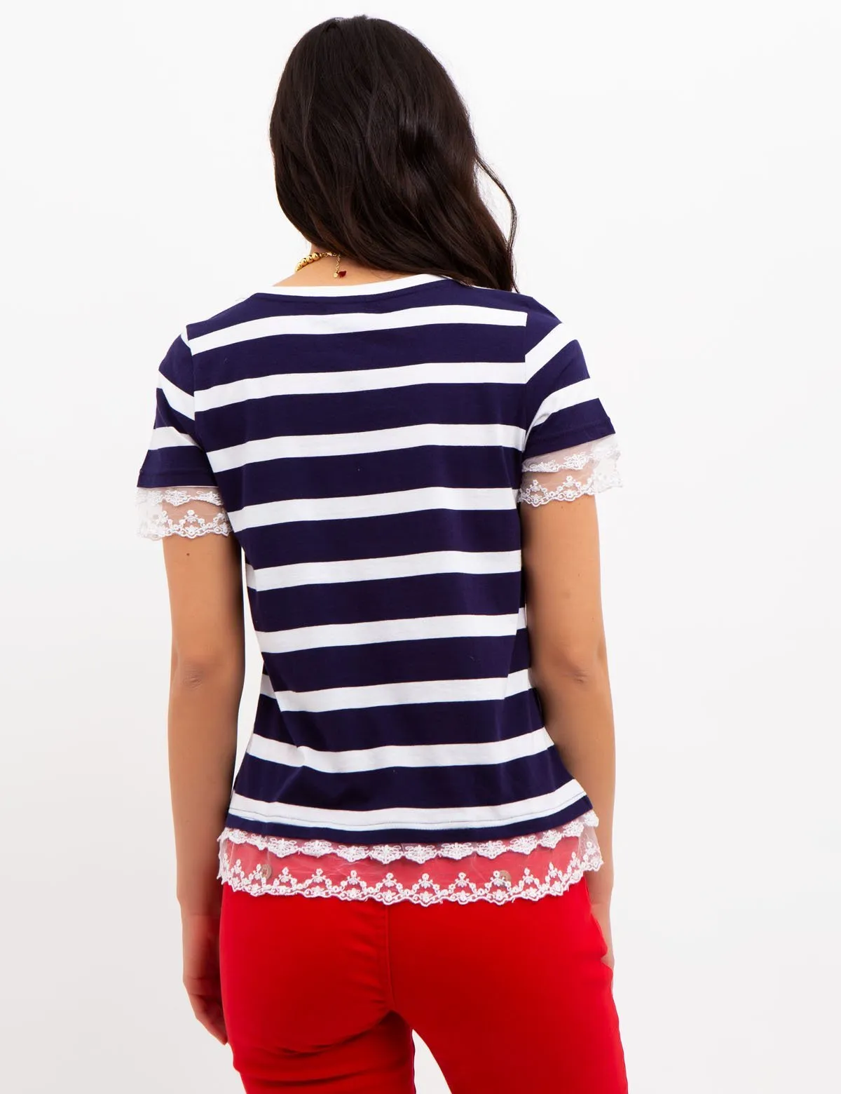 STRIPED LACE TRIM TOP sold by U.S. Polo Assn. product image thumbnail 3