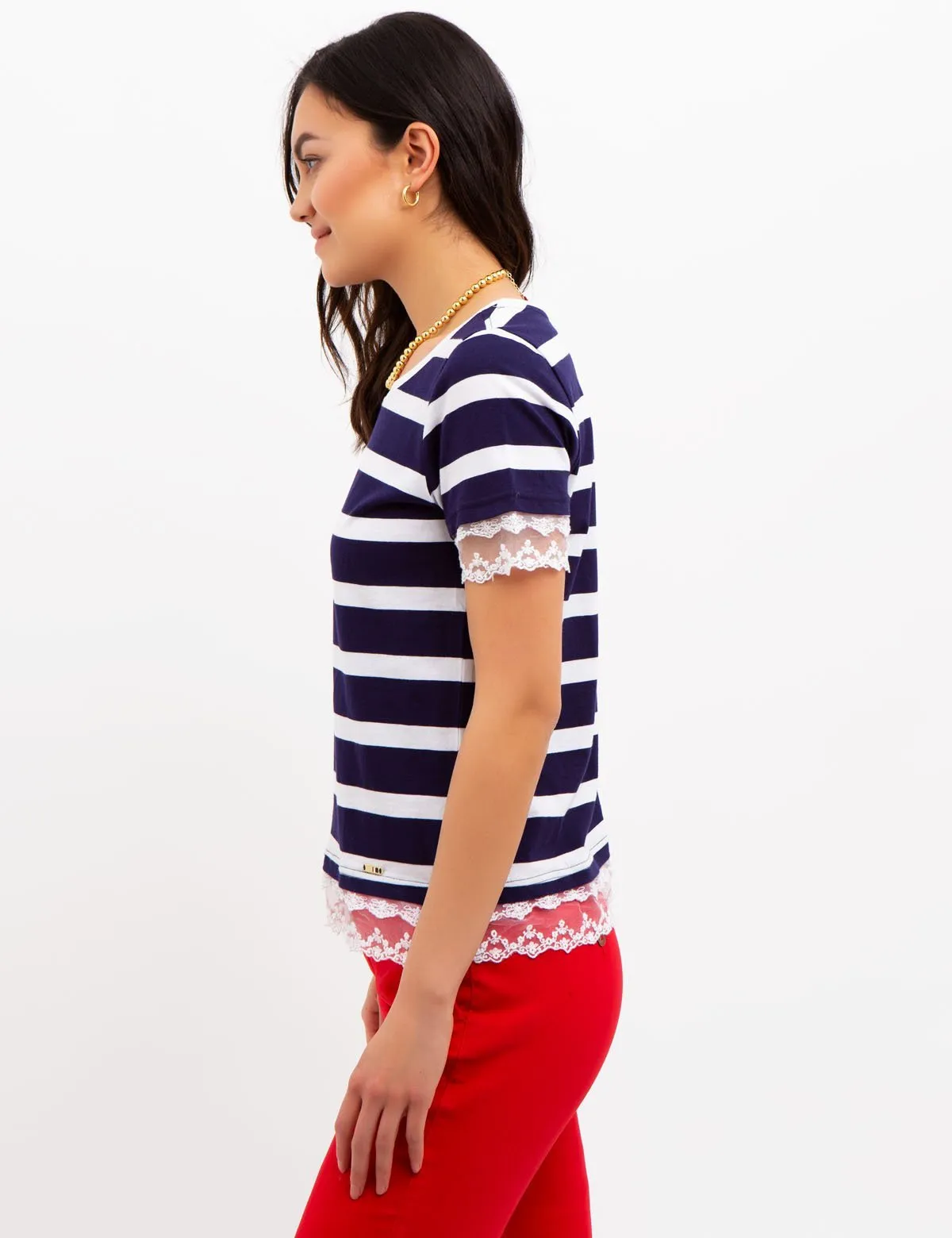 STRIPED LACE TRIM TOP sold by U.S. Polo Assn. product image thumbnail 2