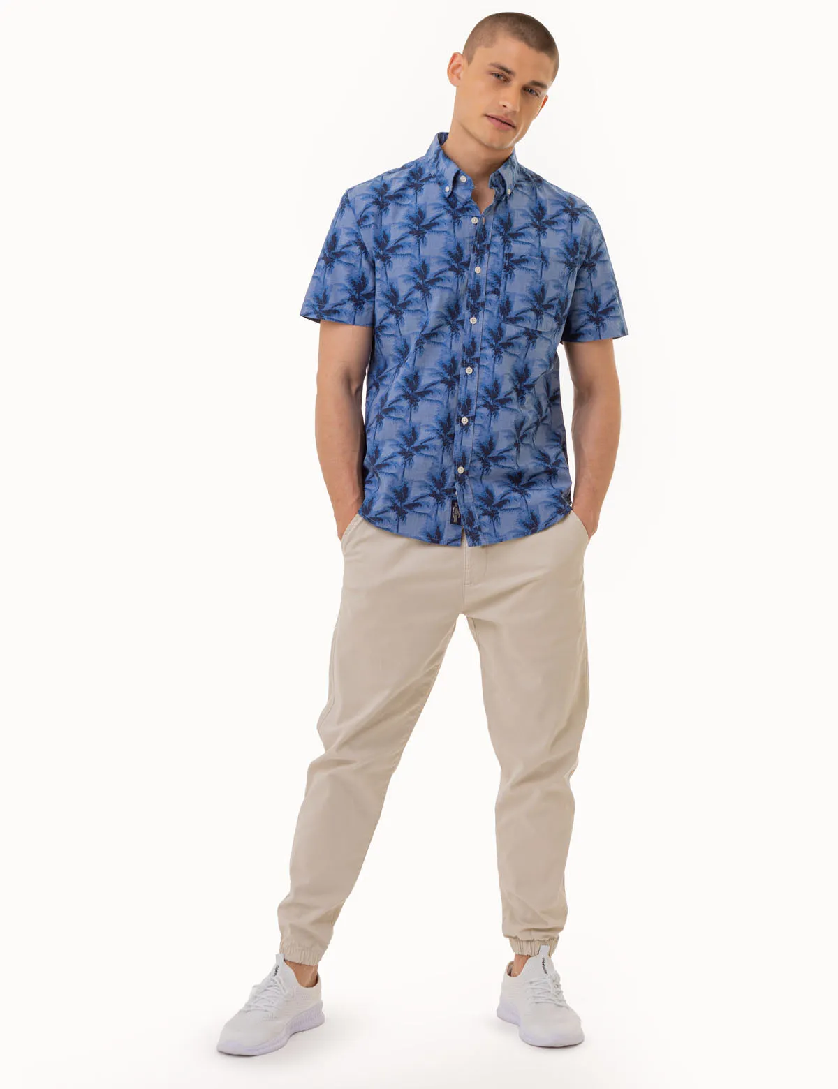 PALM TREE SLUB CHAMBRAY WOVEN SHIRT sold by U.S. Polo Assn. product image thumbnail 2