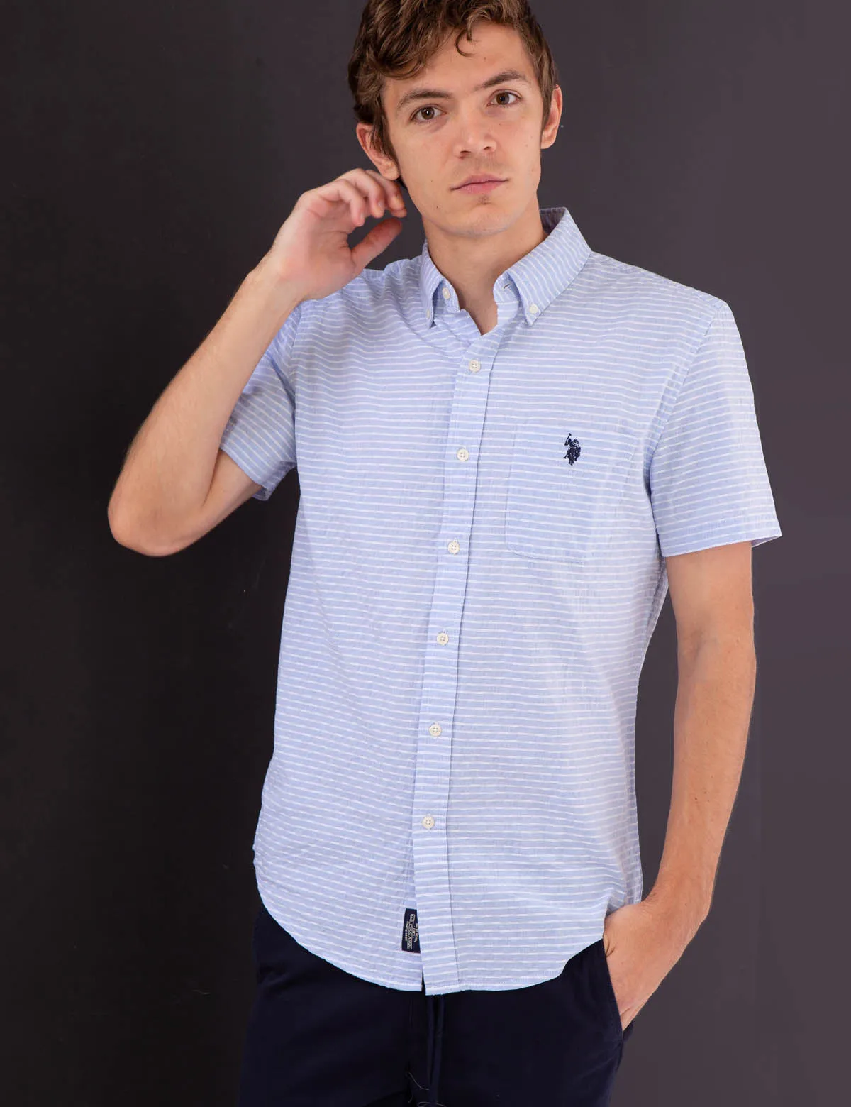 DOBBY HORIZONTAL STRIPE SHIRT sold by U.S. Polo Assn.