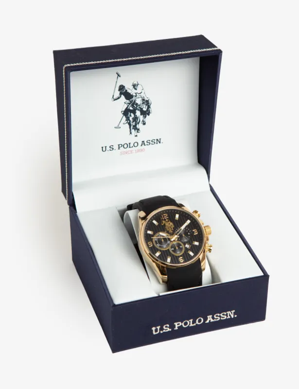 MEN'S EXCLUSIVE BLACK AND GOLDTONE WATCH sold by U.S. Polo Assn.
