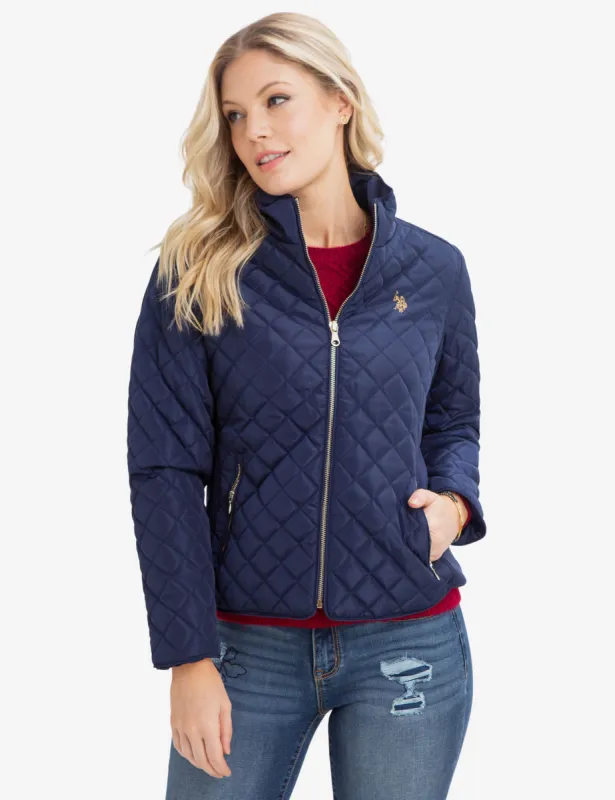 DIAMOND QUILTED SIDE KNIT JACKET sold by U.S. Polo Assn.