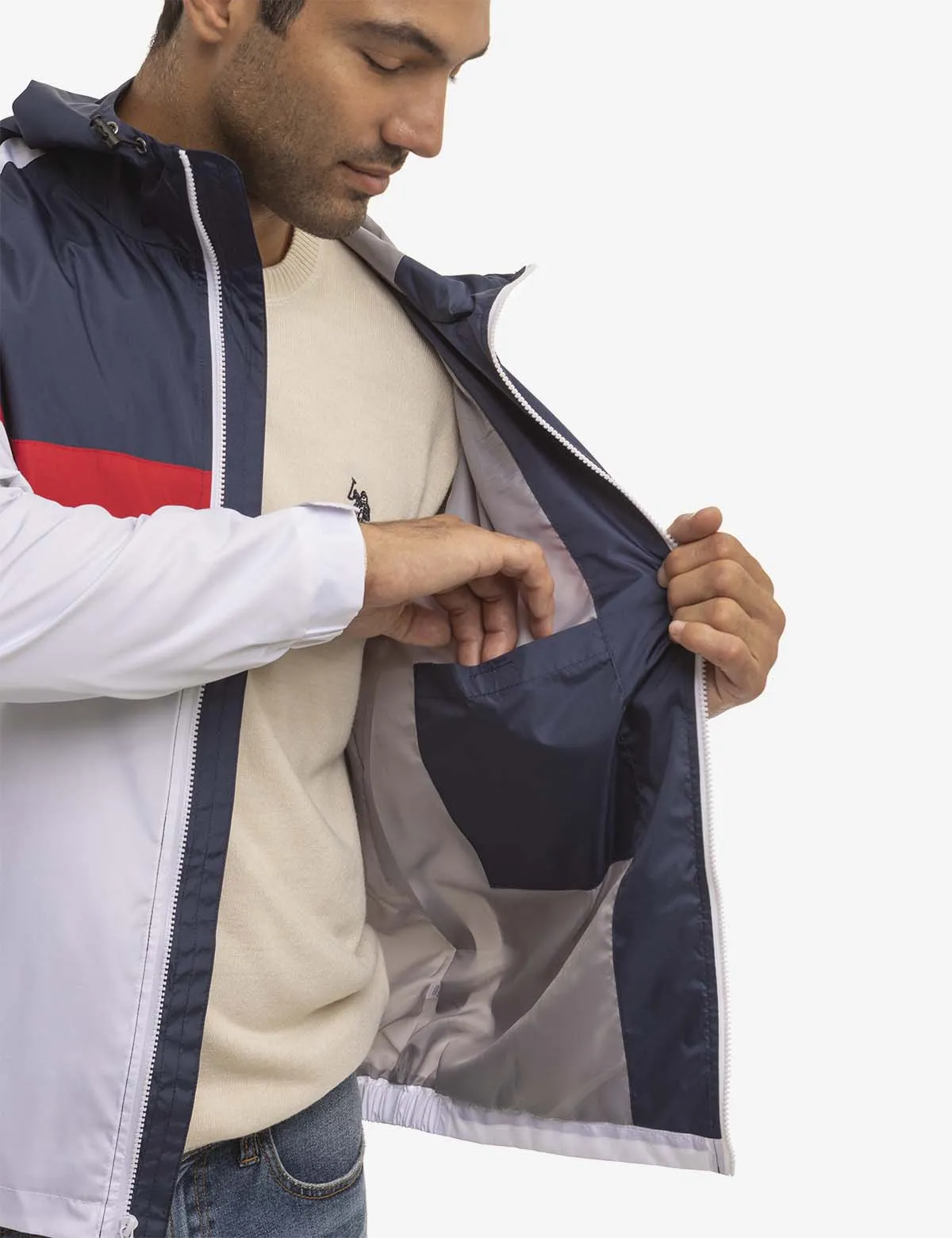 TRICOLOR HOODED WINDBREAKER sold by U.S. Polo Assn. product image thumbnail 4