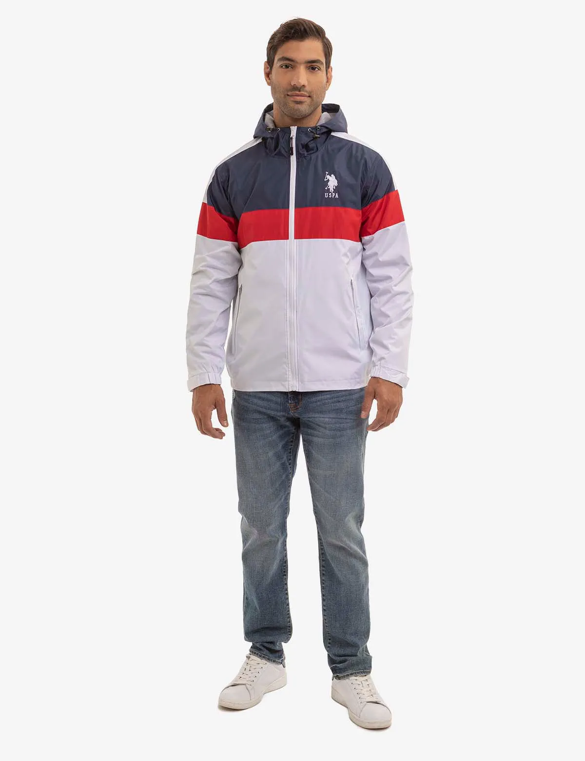 TRICOLOR HOODED WINDBREAKER sold by U.S. Polo Assn. product image thumbnail 2