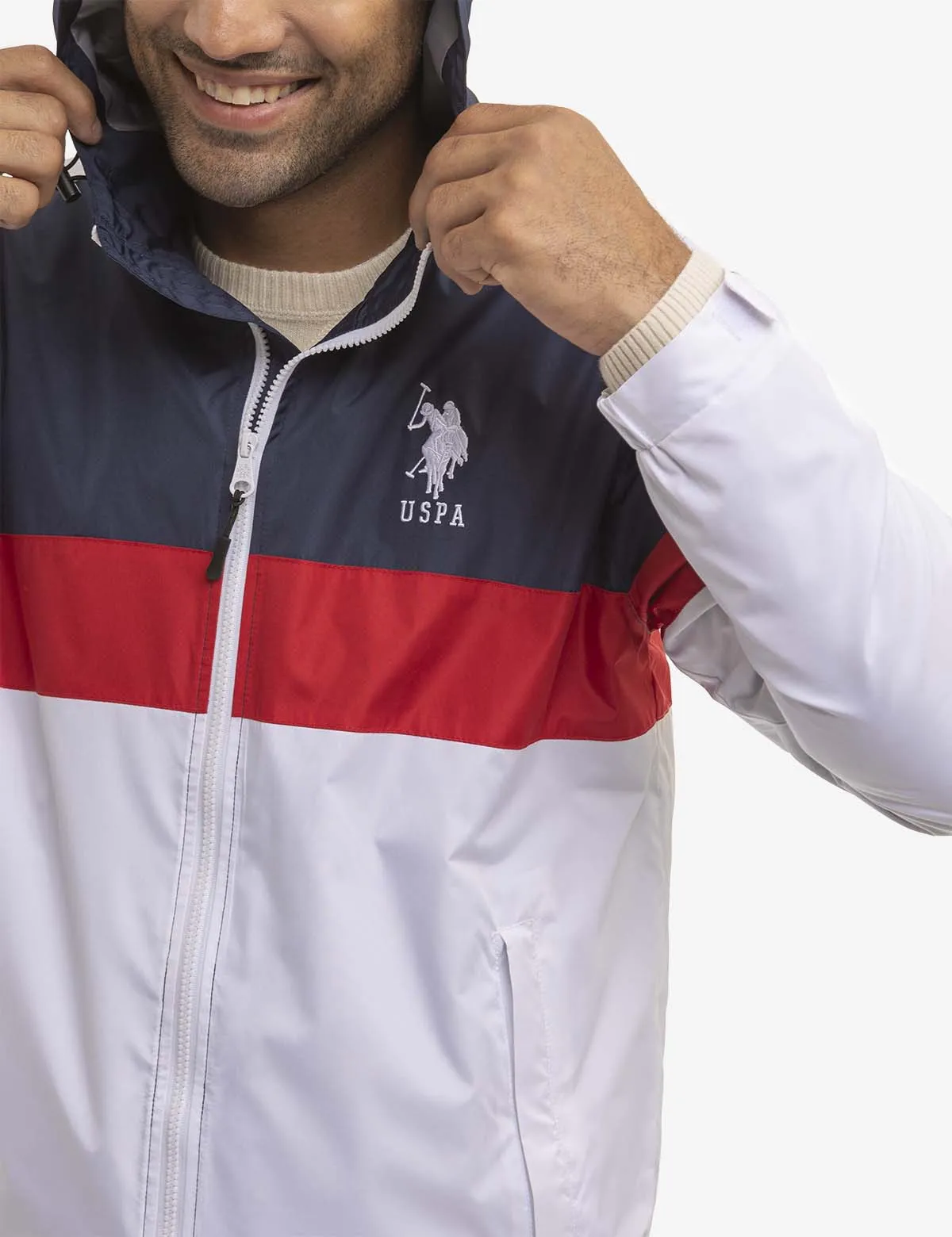 TRICOLOR HOODED WINDBREAKER sold by U.S. Polo Assn. product image thumbnail 3