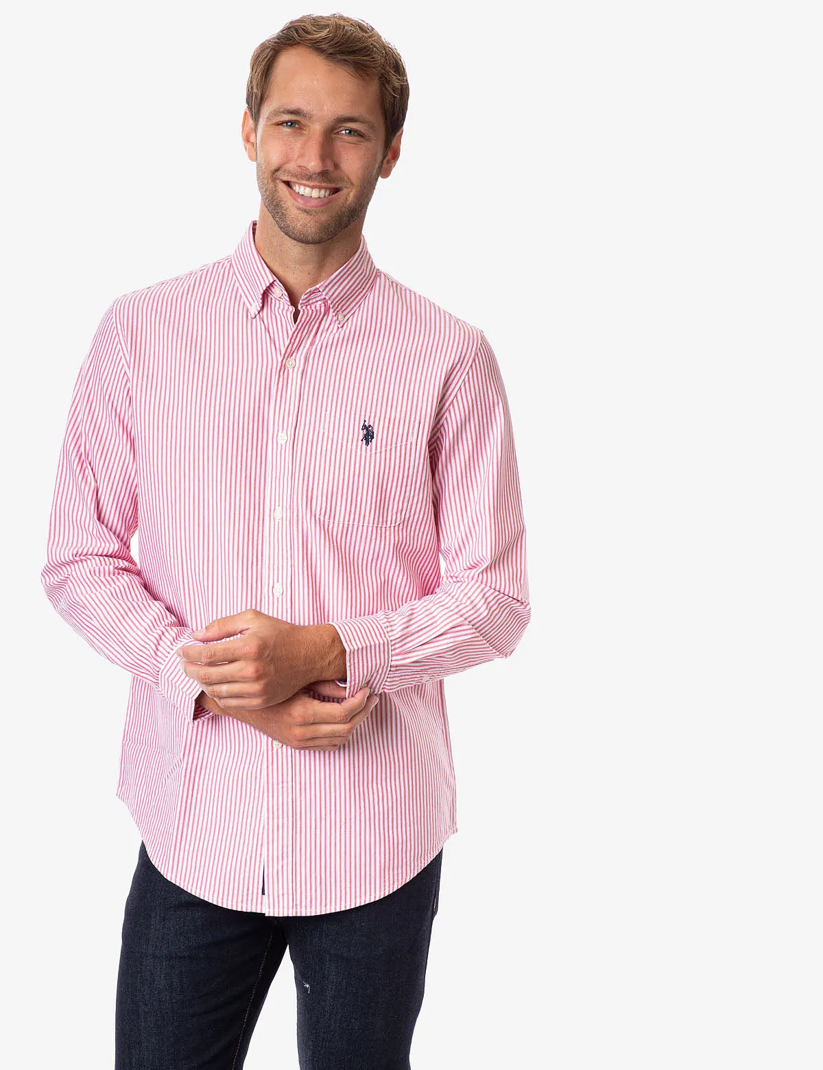 STRIPED LONG SLEEVE OXFORD SHIRT sold by U.S. Polo Assn.