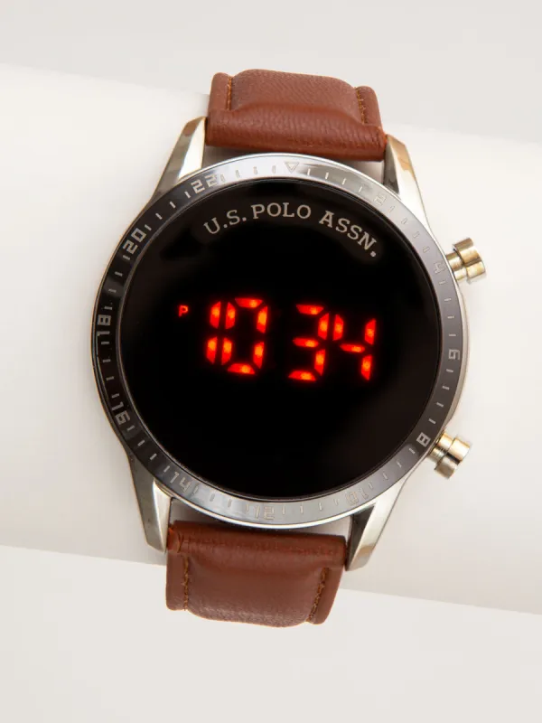 MEN'S USPA BROWN STRAP LED WATCH sold by U.S. Polo Assn.