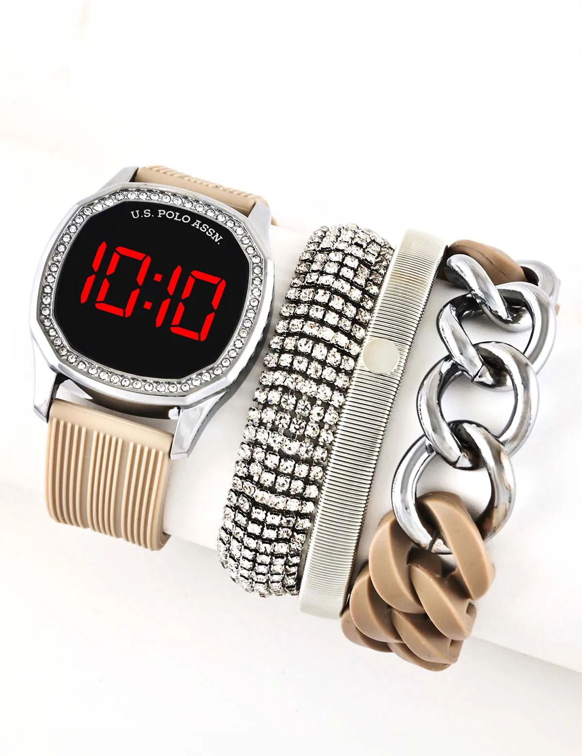 LADIES LED WATCH AND STACKABLE BRACELETS SET sold by U.S. Polo Assn.