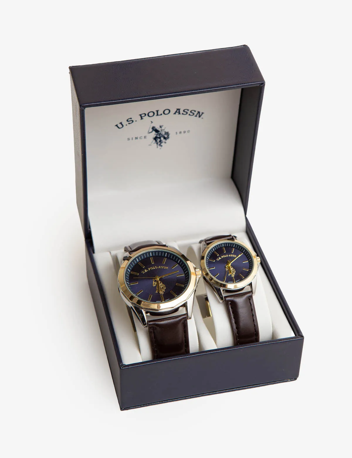 HIS AND HERS BLUE DIAL STRAP WATCH SET sold by U.S. Polo Assn.