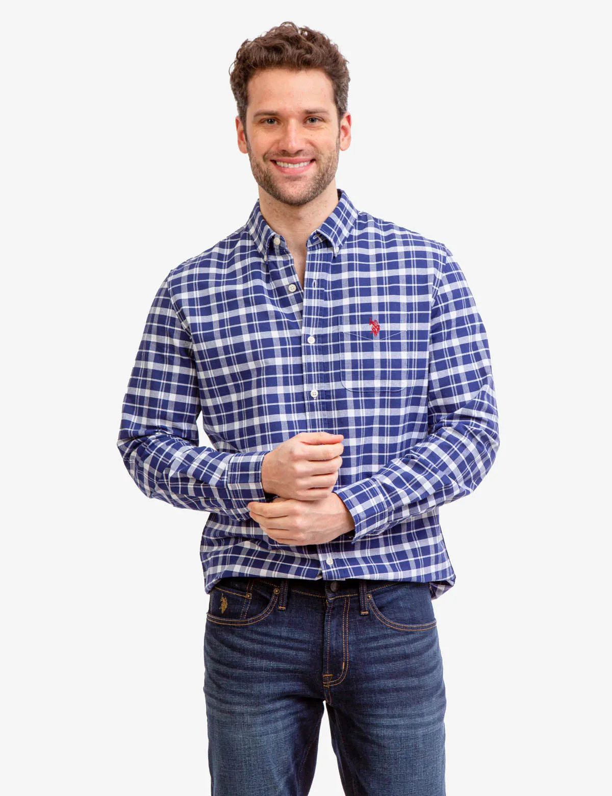 LONG SLEEVE PLAID OXFORD SHIRT sold by U.S. Polo Assn.