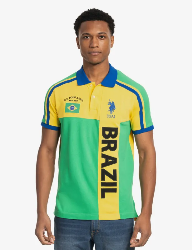 BRAZIL VERTICAL COLOR BLOCK PIQUE POLO SHIRT sold by U.S. Polo Assn.