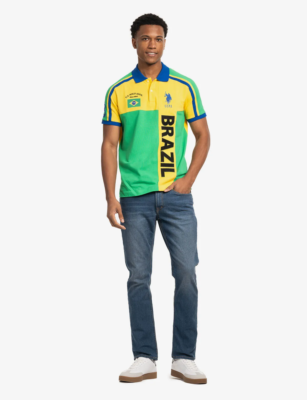 BRAZIL VERTICAL COLOR BLOCK PIQUE POLO SHIRT sold by U.S. Polo Assn. product image thumbnail 2
