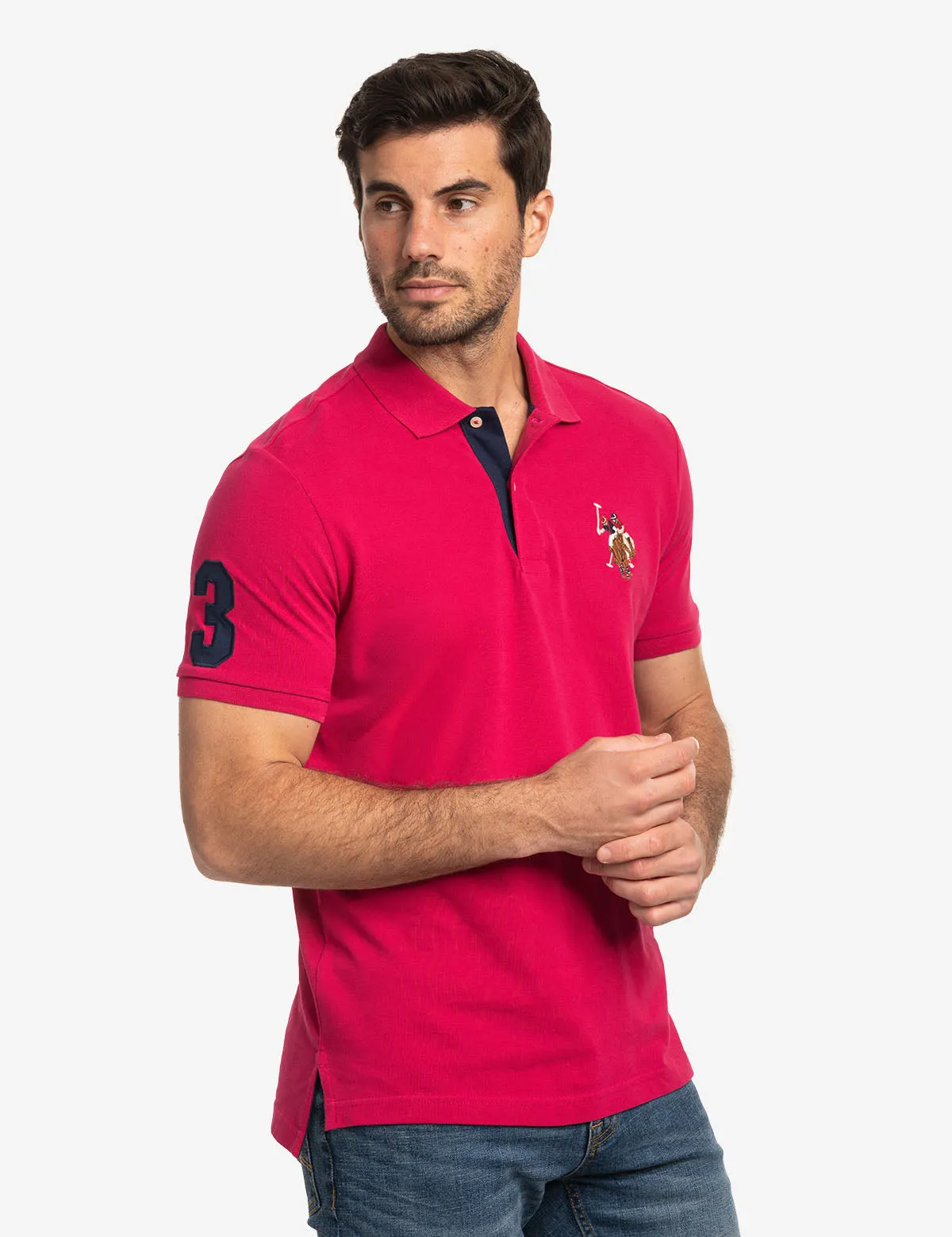 MULTI COLOR BIG LOGO SOLID POLO SHIRT sold by U.S. Polo Assn.