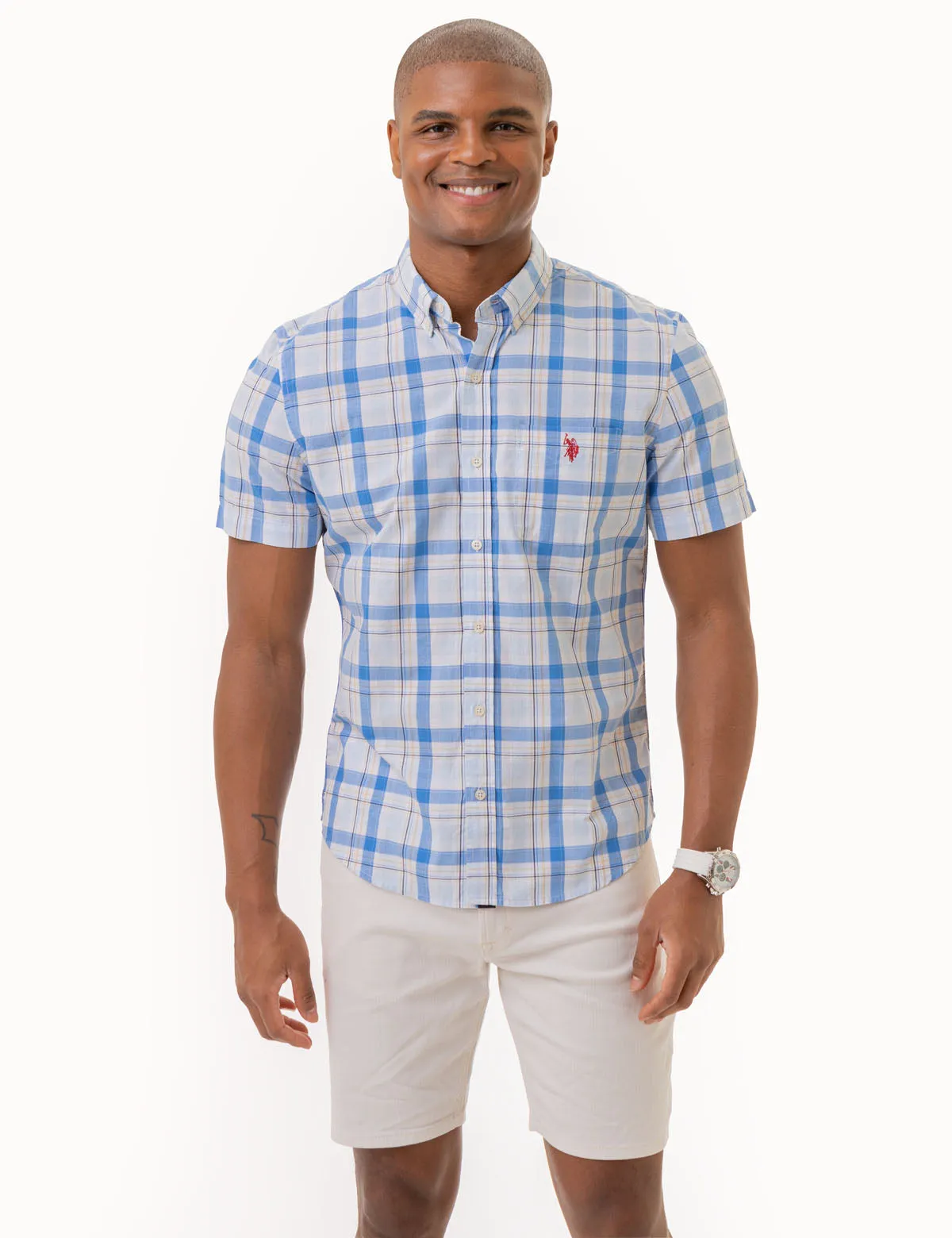 PLAID SHORT SLEEVE POPLIN SHIRT WITH POCKET sold by U.S. Polo Assn.