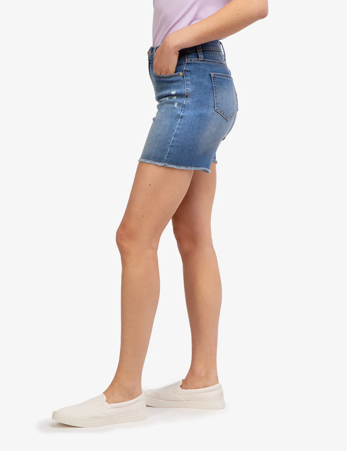 HIGH RISE DESTRUCTED DENIM SHORTS sold by U.S. Polo Assn. product image thumbnail 4