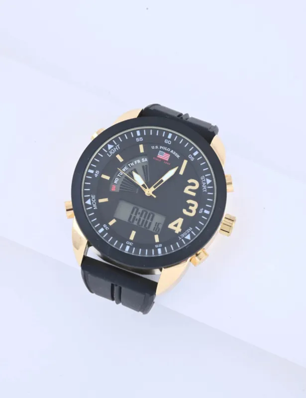 MEN'S BLACK AND GOLD ANA DIGI SPORTS WATCH sold by U.S. Polo Assn.