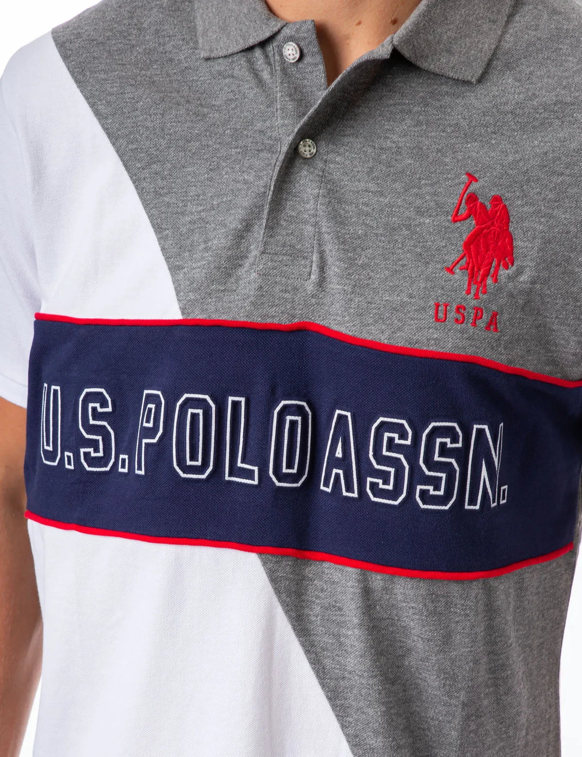 EMBOSSED CHEST LOGO DIAGONAL COLORBLOCK POLO SHIRT sold by U.S. Polo Assn. product image thumbnail 4