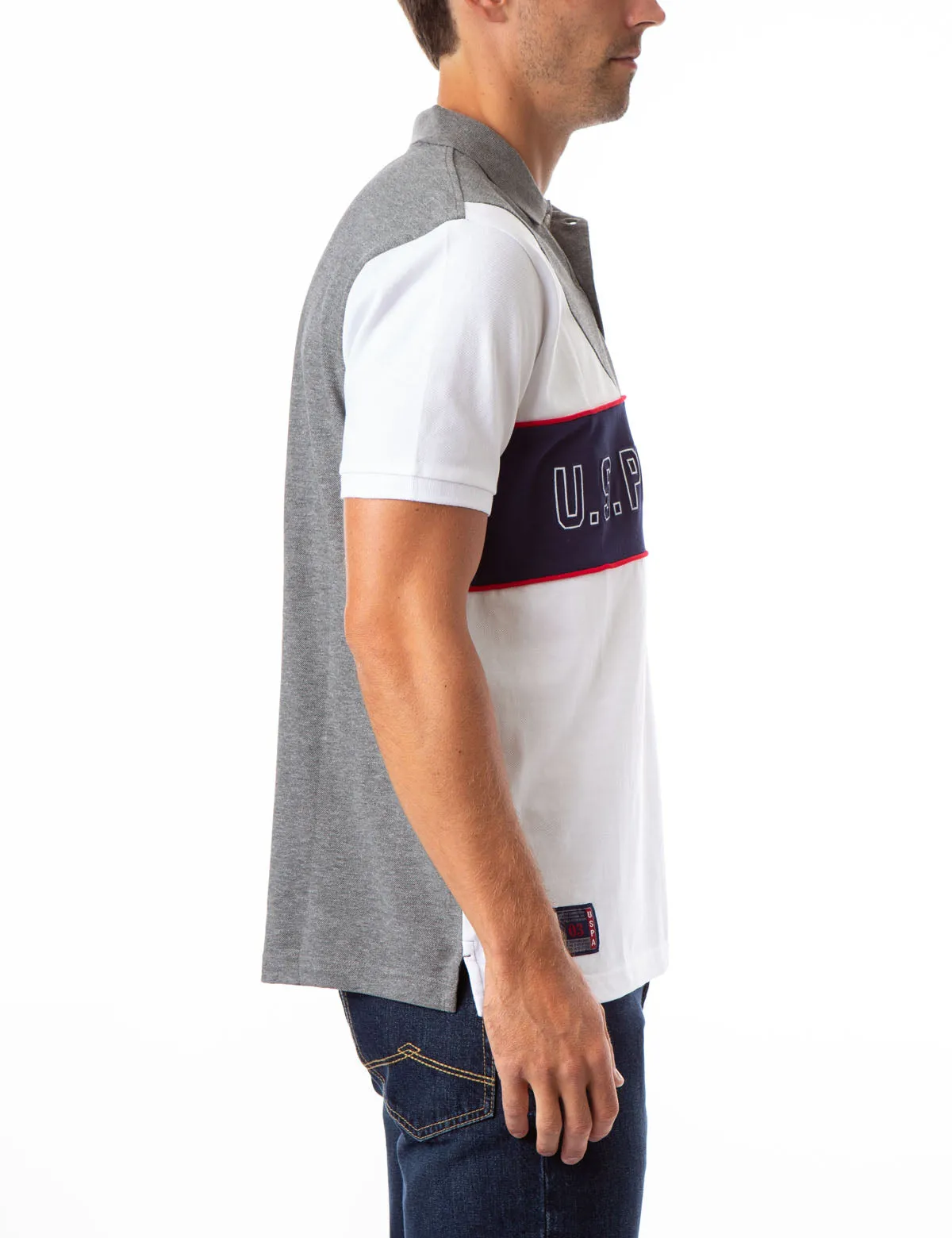 EMBOSSED CHEST LOGO DIAGONAL COLORBLOCK POLO SHIRT sold by U.S. Polo Assn. product image thumbnail 2