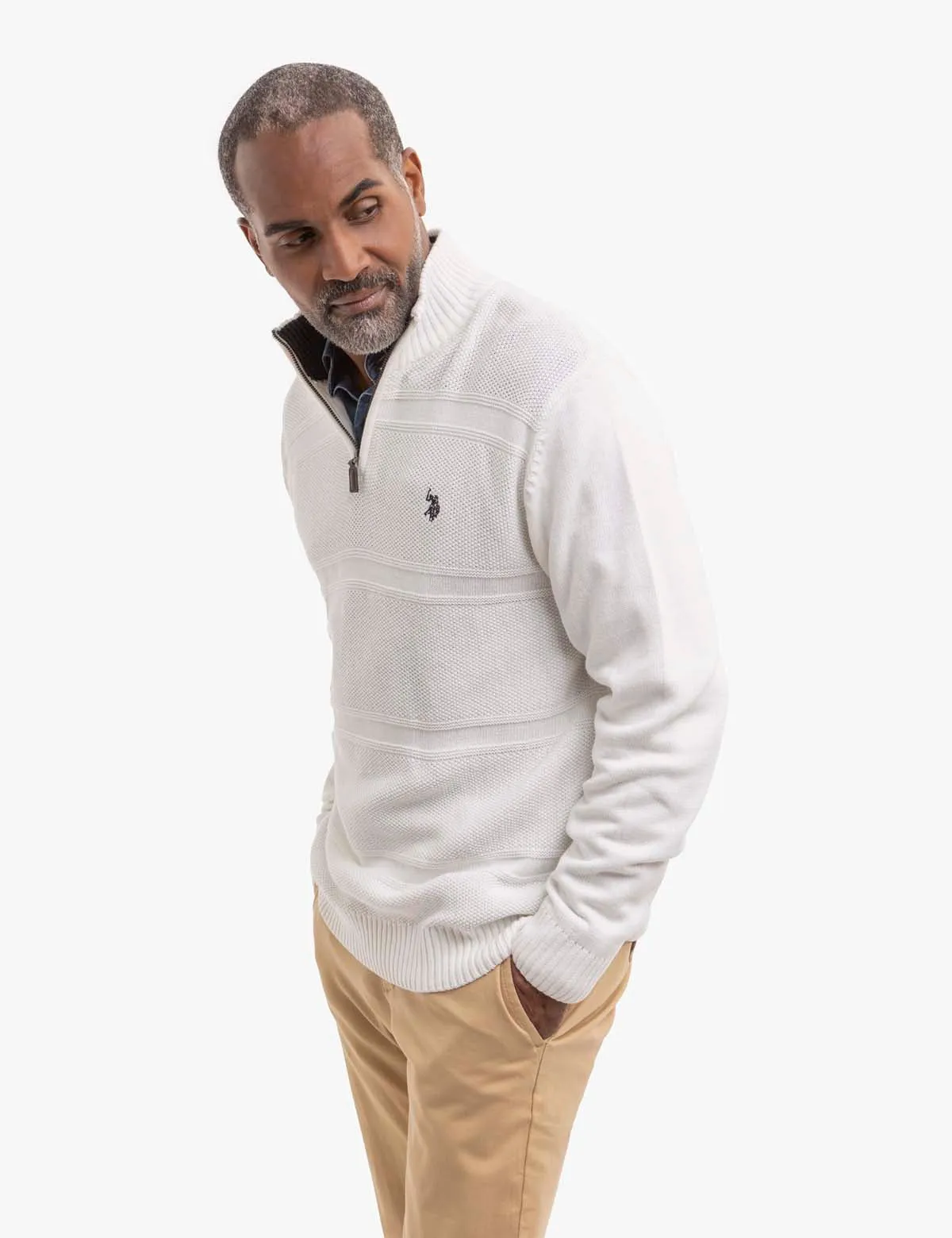 FRONT TEXTURED 1/4 ZIP SWEATER sold by U.S. Polo Assn. product image thumbnail 3
