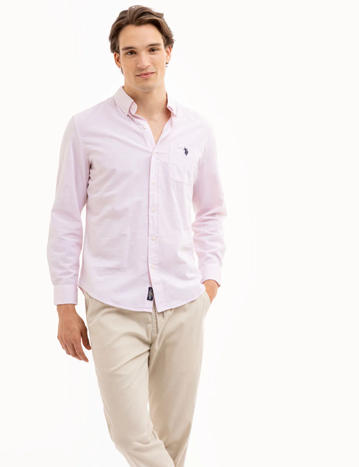 LONG SLEEVE HEATHER POPLIN WOVEN SHIRT sold by U.S. Polo Assn.