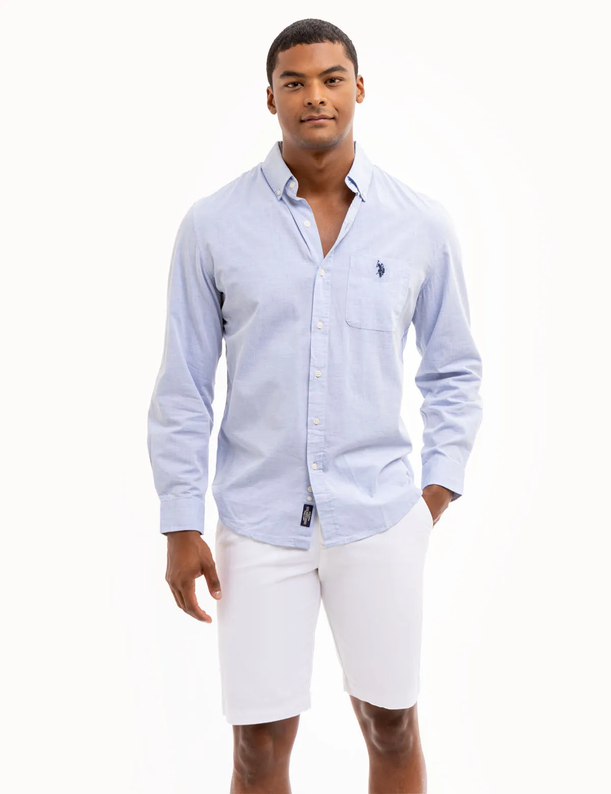 LONG SLEEVE HEATHER POPLIN WOVEN SHIRT sold by U.S. Polo Assn. product image thumbnail 4
