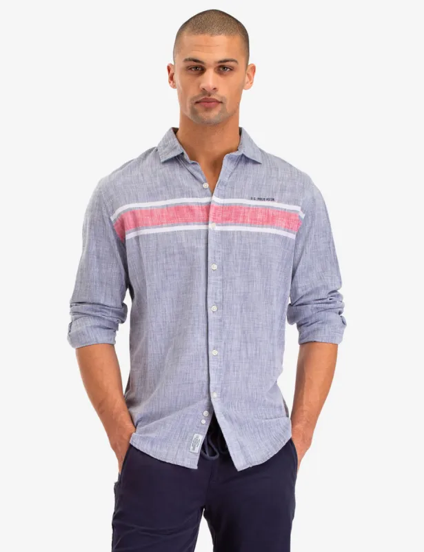 CHEST STRIPE LONG SLEEVE SHIRT sold by U.S. Polo Assn.