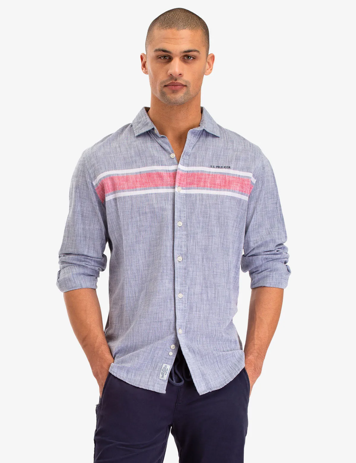 CHEST STRIPE LONG SLEEVE SHIRT sold by U.S. Polo Assn.