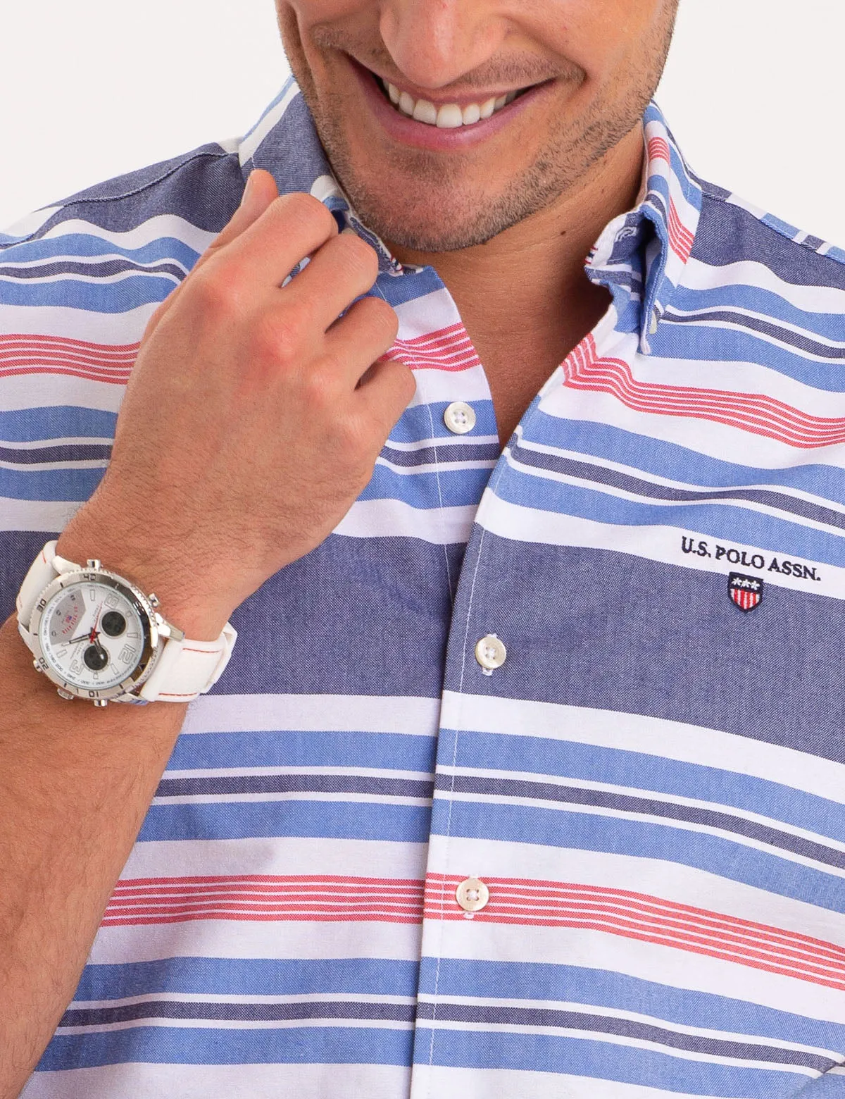 HORIZONTAL STRIPE OXFORD SHORT SLEEVE SHIRT sold by U.S. Polo Assn. product image thumbnail 3