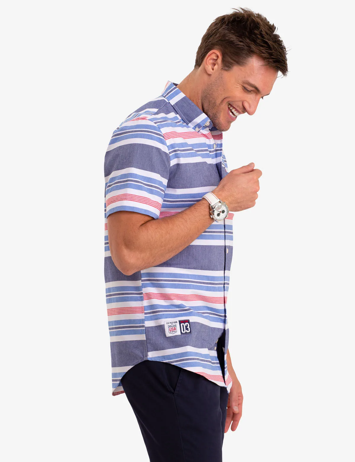 HORIZONTAL STRIPE OXFORD SHORT SLEEVE SHIRT sold by U.S. Polo Assn. product image thumbnail 2