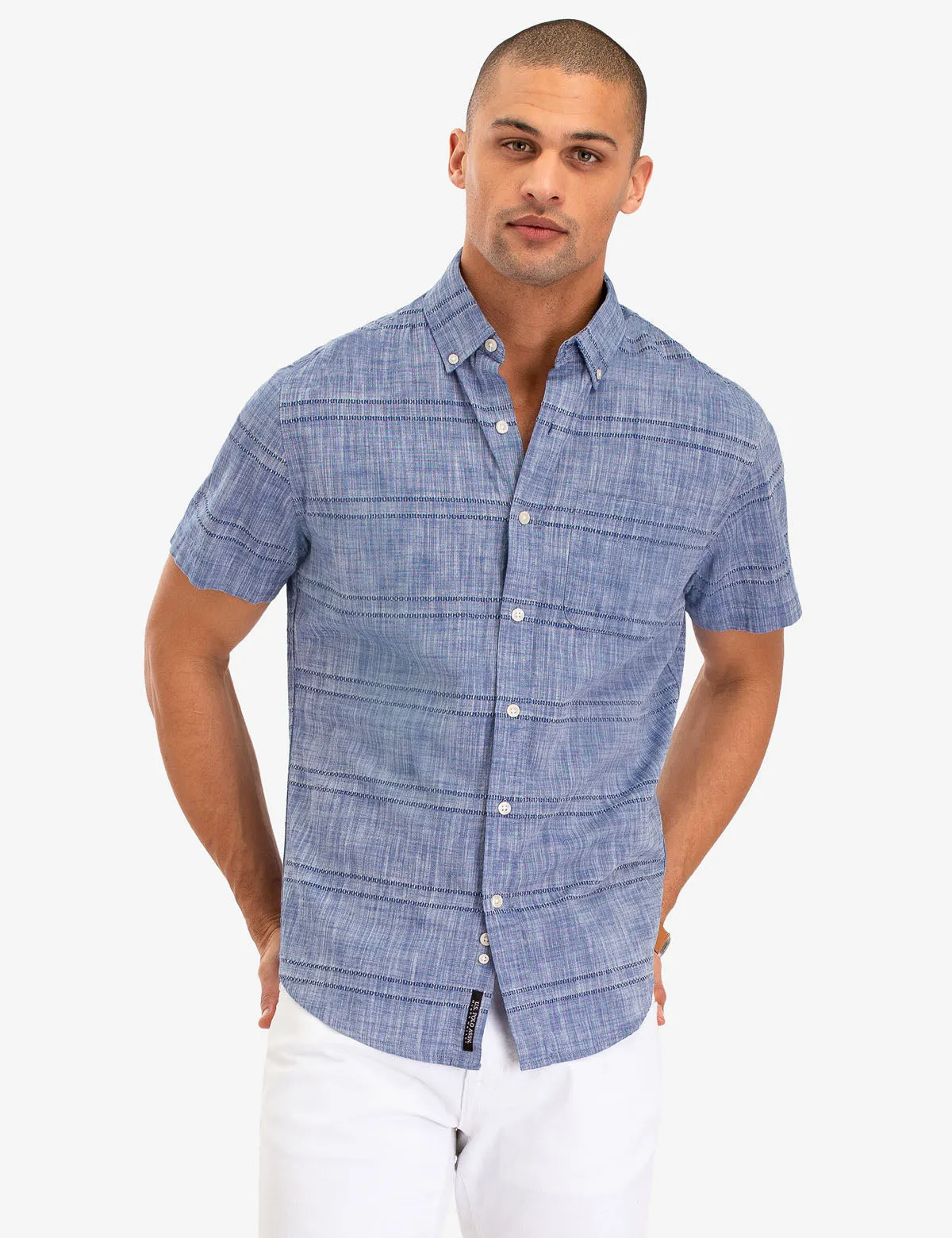 STRIPED DOBBY SHORT SLEEVE SHIRT sold by U.S. Polo Assn.