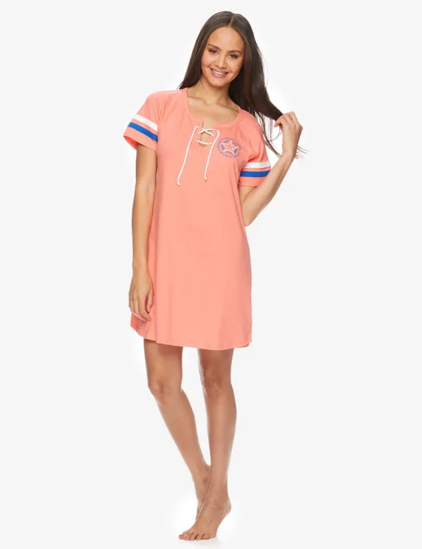 SHORT SLEEVE LACE UP DORMSHIRT sold by U.S. Polo Assn.