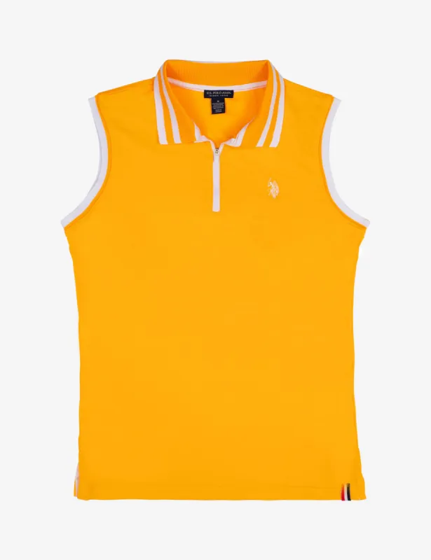 ZIP UP SLEEVELESS SOLID POLO SHIRT sold by U.S. Polo Assn.