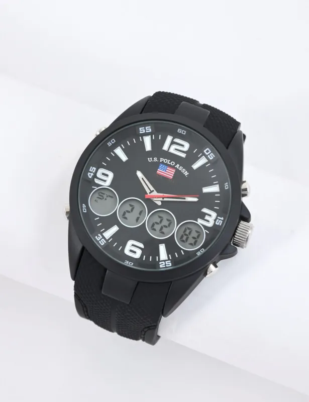 MEN'S BLACK STRAP ANA DIGI SPORTS WATCH sold by U.S. Polo Assn.