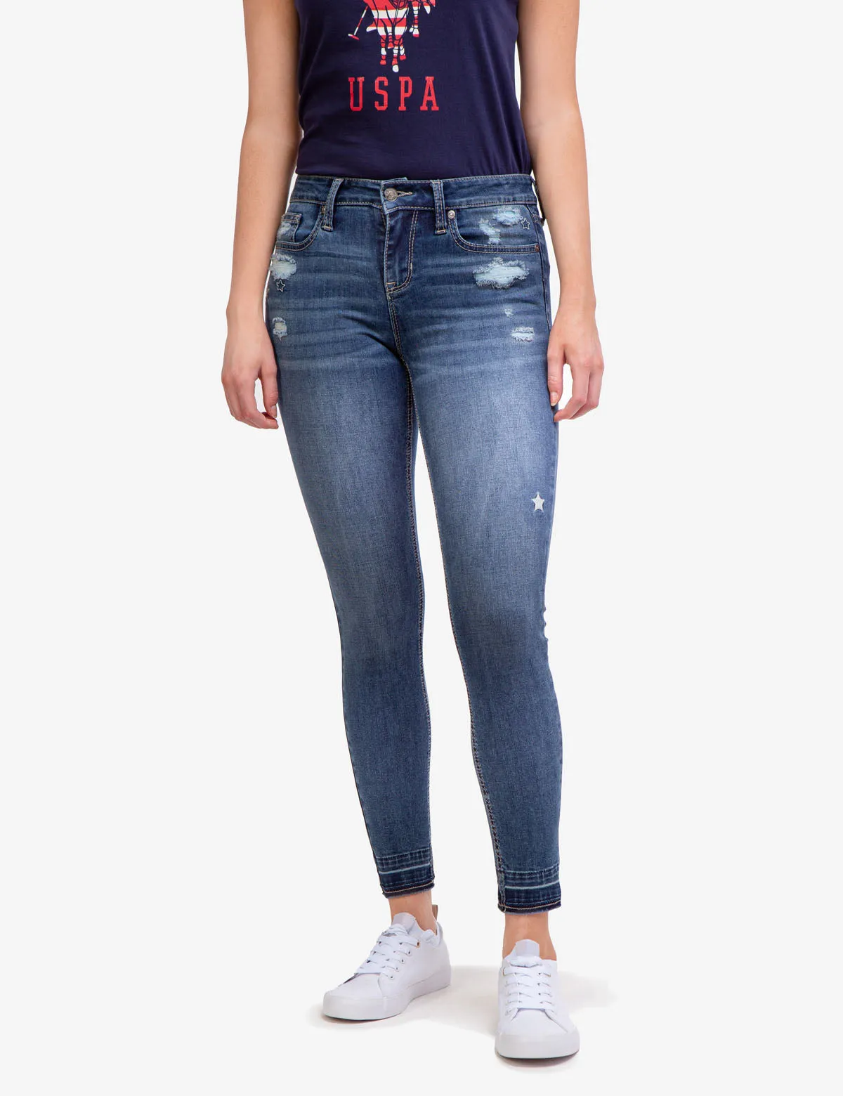 MID RISE DESTRUCTED JEGGINGS sold by U.S. Polo Assn.