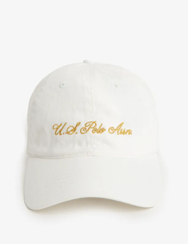 LUREX EMBROIDERED SCRIPT LOGO CAP sold by U.S. Polo Assn.