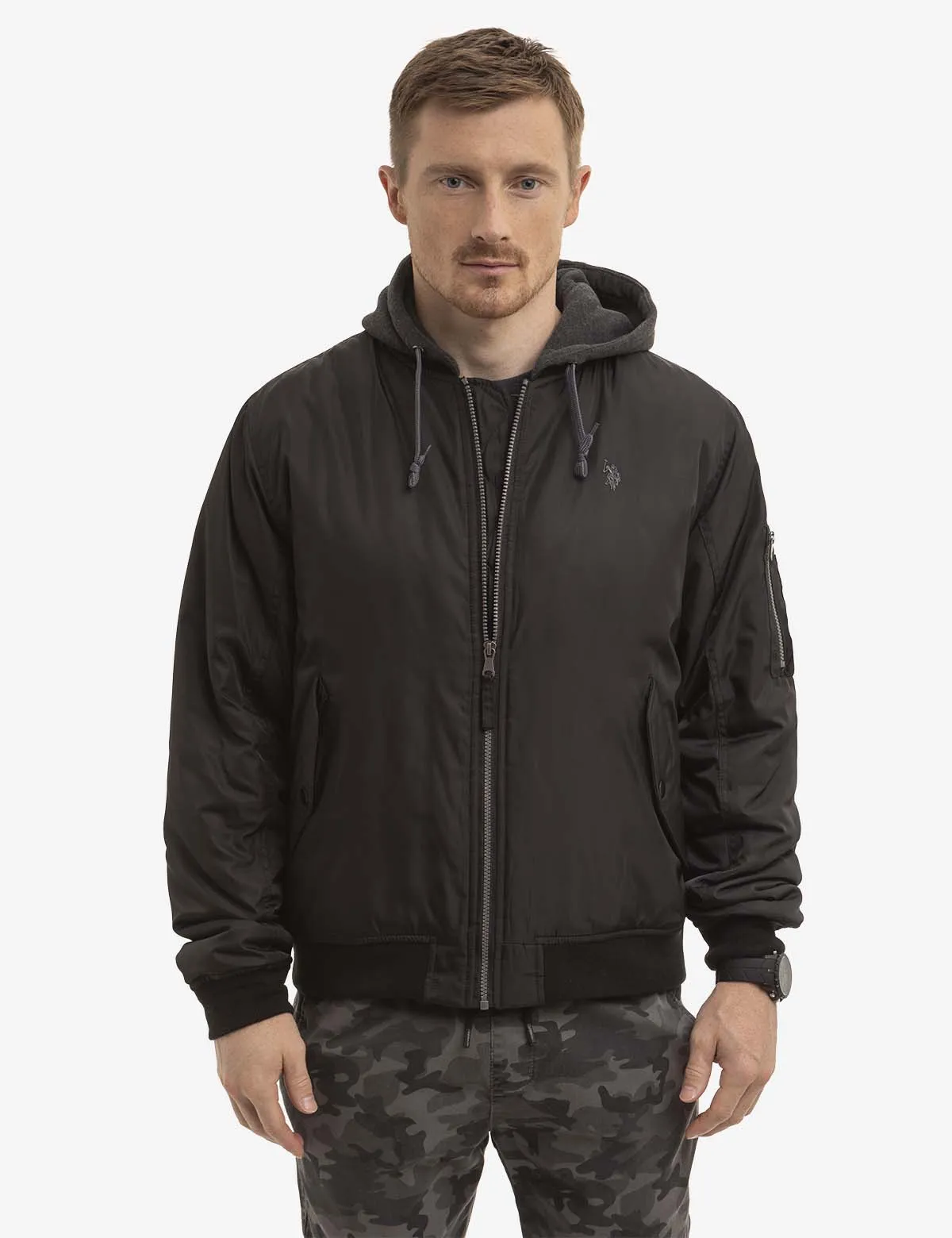 BOMBER JACKET WITH FLEECE HOOD sold by U.S. Polo Assn.