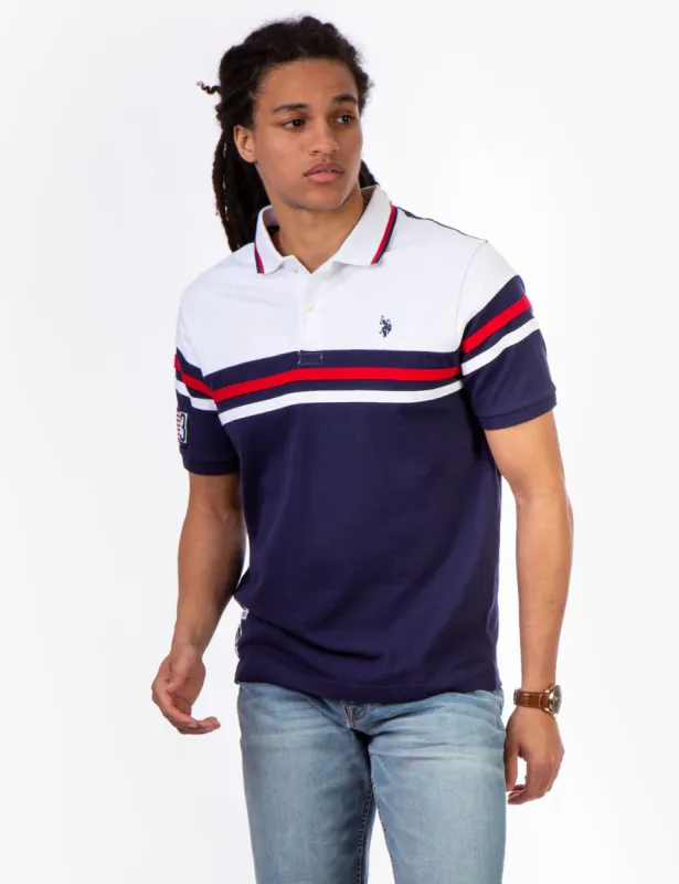 STRIPE COLOR BLOCK POLO SHIRT sold by U.S. Polo Assn.