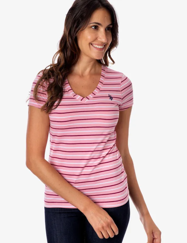 STRIPED YARN DYE V-NECK T-SHIRT sold by U.S. Polo Assn.