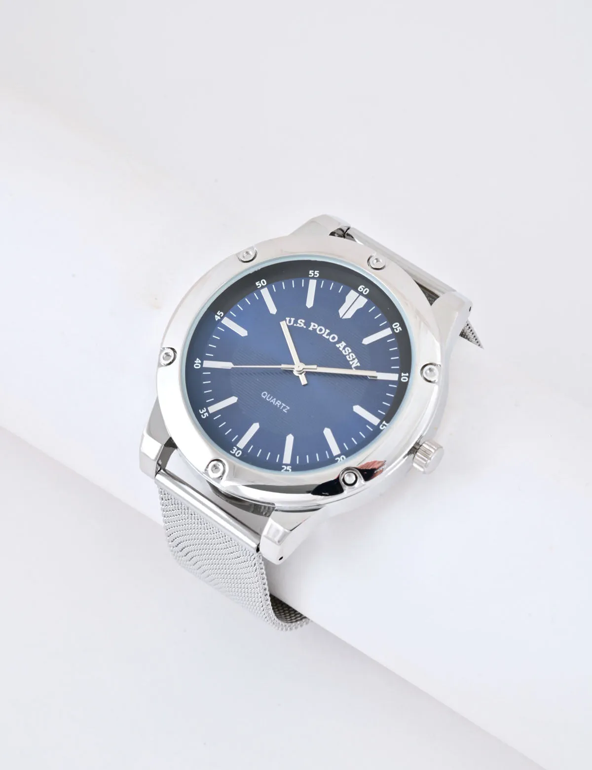 MEN'S MESH BRACELET AND BLUE DIAL ANALOG WATCH sold by U.S. Polo Assn.