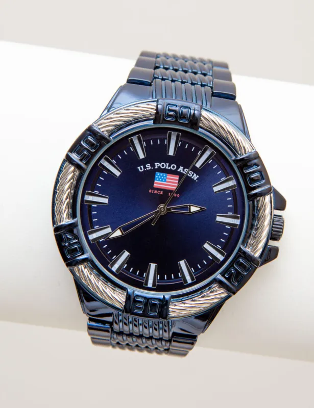 MEN'S BLUETONE BRACELET WATCH WITH ROPE DETAIL sold by U.S. Polo Assn.