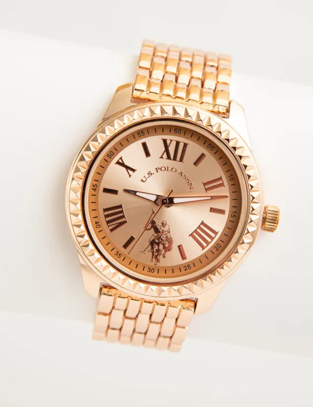 LADIES CLASSIC ROSE GOLD LINK WATCH sold by U.S. Polo Assn.