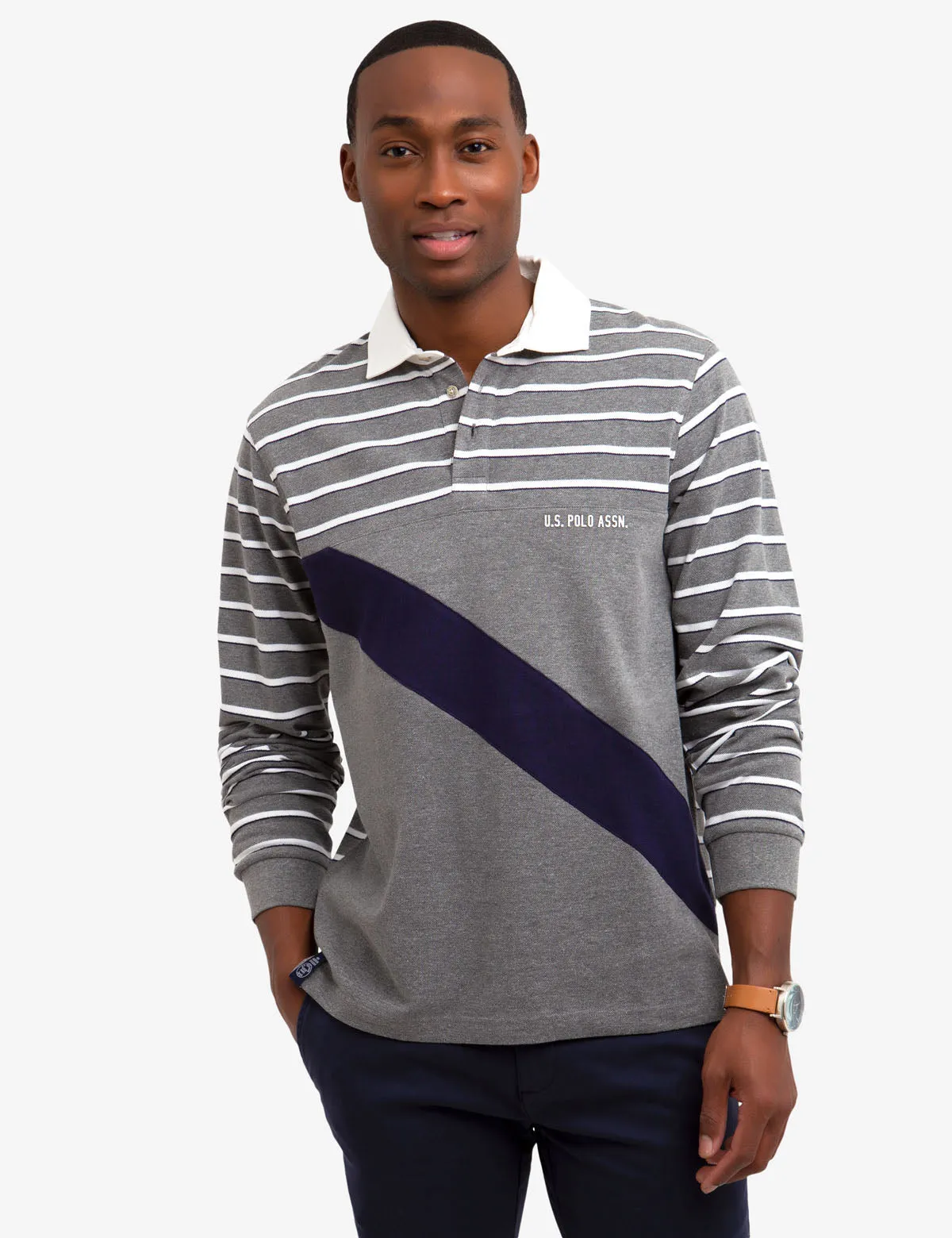 DIAGONAL STRIPE LONG SLEEVE POLO SHIRT sold by U.S. Polo Assn.