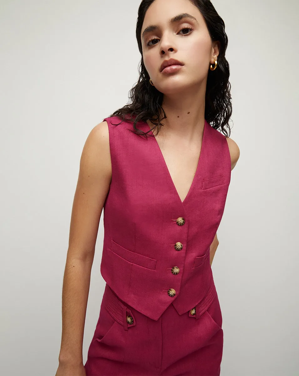 Bennett Twill-Linen Vest sold by Ulla Johnson