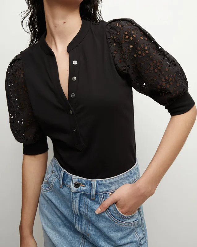 Coralee Eyelet Puff-Sleeve Tee sold by Ulla Johnson