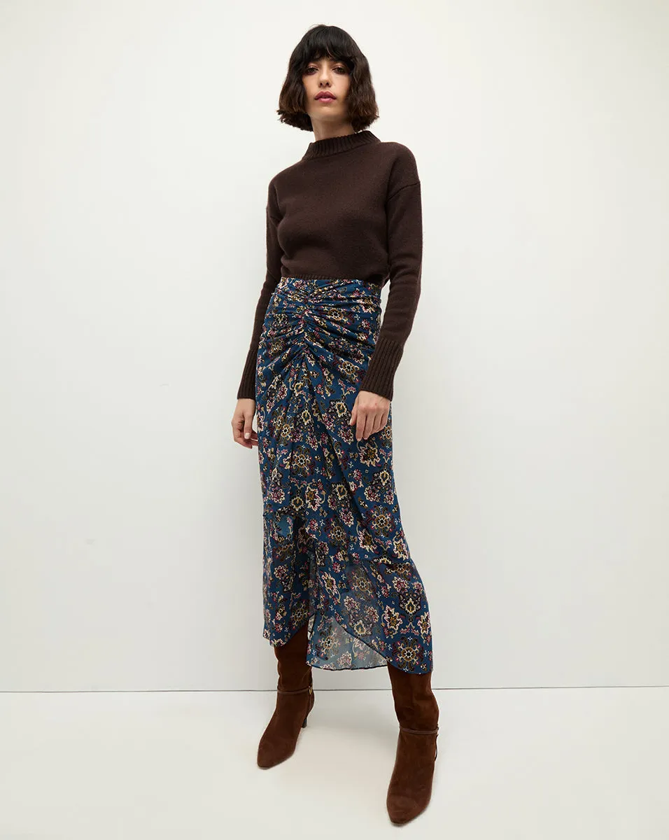 Sira Ruched Silk Skirt sold by Ulla Johnson