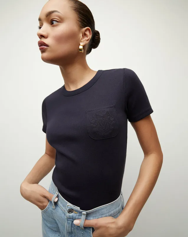 Pruitt Ribbed Tee | Logo Pocket sold by Ulla Johnson