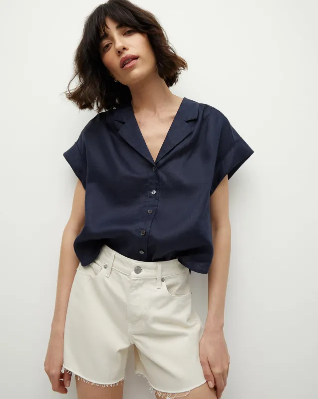 Kasa Linen Button-Down Top made by Veronica Beard