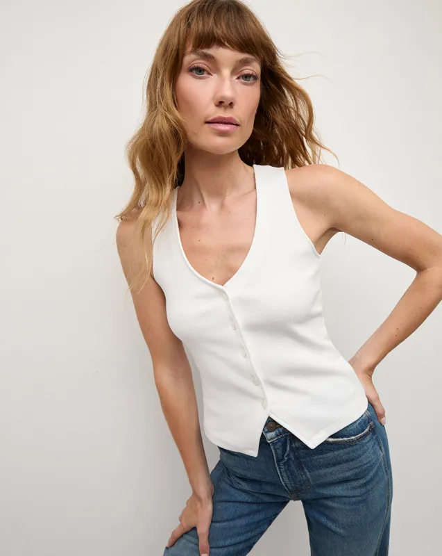 Hoorne Button-Down Tank Top made by Veronica Beard