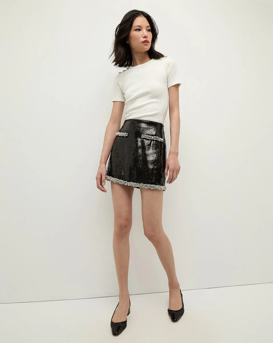 Perry Pearl-Trim Sequin Skirt sold by Ulla Johnson product image thumbnail 3