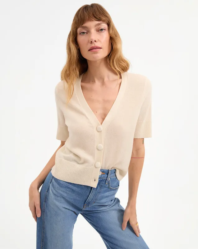 Solene Short Sleeve Cashmere Cardigan sold by Ulla Johnson